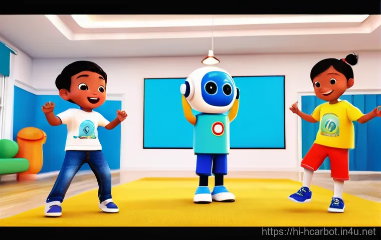 헬로카봇 시즌별 인기곡 - **Prompt:** A vibrant and joyful scene featuring a diverse group of young children, approximately 5-...