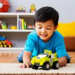 Home 9 헬로카봇 제품 후기 및 사용법 - **Imaginative Play with Hello Carbot:**
A vibrant, medium shot image of a young boy, around 6-7 ...