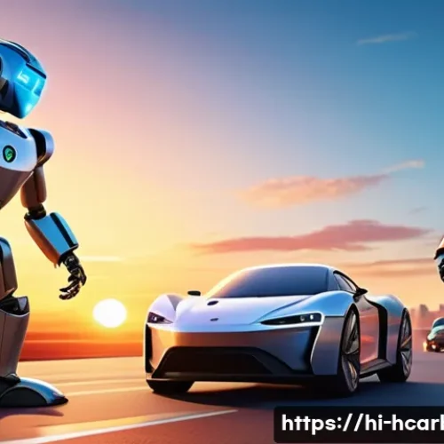 Home 7 헬로카봇 시리즈별 엔딩 요약 - A vibrant animated scene featuring a group of colorful, anthropomorphic car robots in a lively frien...