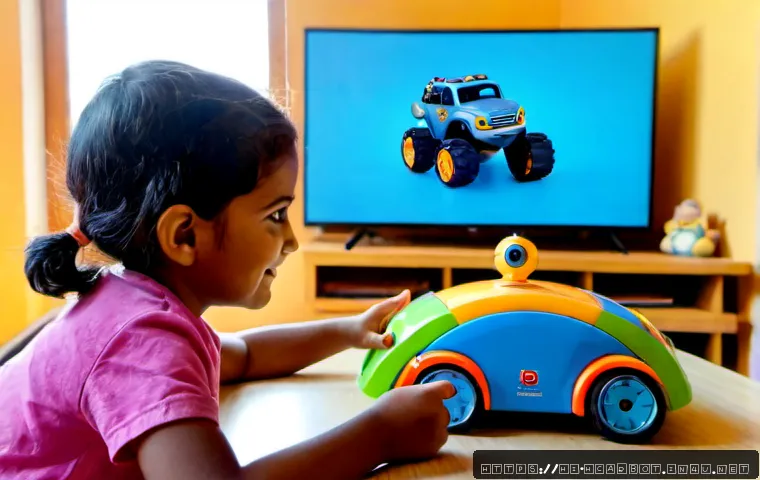 헬로카봇 유아용 콘텐츠 교육 효과 - Photorealistic Indian mother and young child sitting together in a bright, tidy living room, watchin...